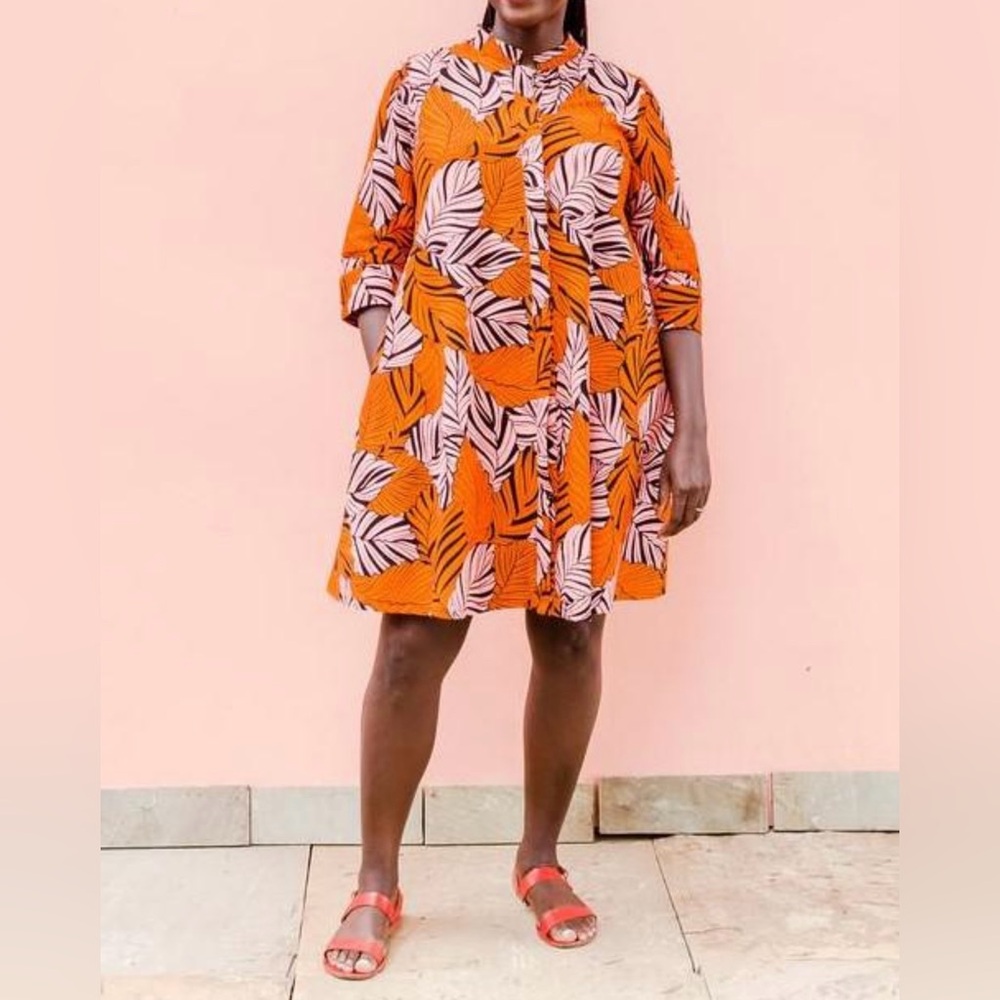 Zuri Dress Kenya 3/4 Sleeve Kenya Kitenge Dress Sz Médium